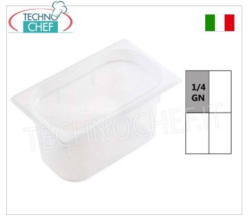 Gastro-norm GN 1/4 polypropylene containers Gastro-norm 1/4 container, in polypropylene, dim.mm.265 x 162 x 65 h