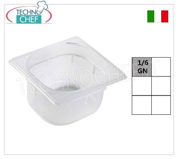 Gastro-norm GN 1/6 polypropylene tray Gastronorm basin 1/6, in polypropylene, dim.mm.176 x 162 x 65 h