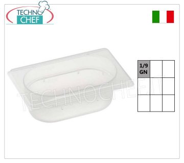 Gastro-norm GN 1/9 polypropylene containers Gastro-norm container 1/9, in polypropylene, dim.mm.176 x 108 x 65 h