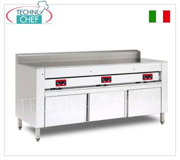 ELECTRIC piadina cooker with SATIN CHROME PLATE, version on CABINET, Electric piadina cooker, version with cabinet support, with 600x600 satin chrome plate for 4 piadinas, V 230/1, 4.00 kw, dim. external mm 650x730x960h