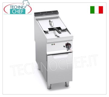 TECHNOCHEF - ELECTRIC FRYER on MOBILE, 1 TANK of 18 litres, Analogue Controls, Mod.E9F18-4M ELECTRIC FRYER on MOBILE, BERTO'S, MAXIMA 900 Line, TURBO Series, 1 TANK of 18 litres, Analogue Controls, V.400/3+N, Kw.18.00, Weight 55 Kg, dim.mm.400x900x900h