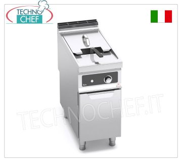 TECHNOCHEF - ELECTRIC FRYER on MOBILE, 1 TANK of 22 litres, Mod.E9F22-4M-BF ELECTRIC FRYER on MOBILE, BERTO'S, MAXIMA 900 Line, TURBO Series, 1 TANK of 22 litres, BFLEX Electronic Controls, V.400/3+N, Kw.18.00, Weight 55 Kg, dim.mm.400x900x900h