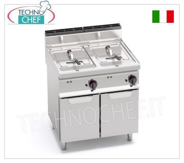 TECHNOCHEF - ELECTRIC FRYER on MOBILE, 2 TANKS of 10+10 litres, Mod.E7F10-8M ELECTRIC FRYER on MOBILE, BERTOS, MACROS 700 line, TURBO Series, 2 INDEPENDENT TANKS of 10+10 litres, V.400/3+N, Kw.12.00, Weight 63 Kg, dim.mm.800x700x900h