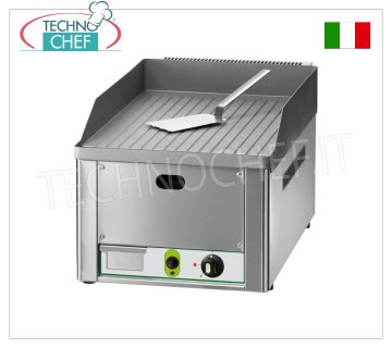 FIMAR - Professional Countertop Gas Fry Top, Ribbed Plate, Mod.FRY1RM Tabletop GAS GRIDDLE, 1 MODULE with RIBBED SANDBLASTED STEEL PLATE, METHANE GAS power supply, LPG kit supplied, external dimensions. mm 335x600x300h