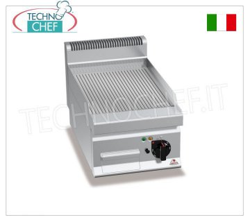 GAS GRIDDLE with MULTIPAN RIBBED PLATE, TOP module, mod.G7FR4B GAS GRIDDLE with RIBBED PLATE, BERTOS, MACROS 700 line, MULTIPAN series, 1 TOP module with 395x500 mm COOKING AREA, thermal power 6.9 kW, weight 38 Kg, dim.mm.400x700x290h