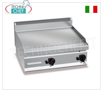 GAS GRIDDLE with SMOOTH PLATE in Multipan, TOP module, Mod.G7FL8B-2 GAS GRIDDLE with SMOOTH PLATE, BERTOS, MACROS 700 line, MULTIPAN series, DOUBLE TOP module with 795x500 mm COOKING AREA, INDEPENDENT CONTROLS, thermal power Kw.13.8, Weight 70 Kg, dim.mm.800x700x290h