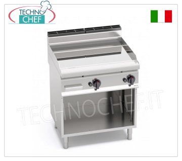 GAS GRIDDLE with Smooth PLATE in POLISHED COMPOUND, Mod. G7FL8M-2/CPD GAS GRIDDLE with Smooth PLATE in POLISHED COMPOUND, BERTO'S MACROS 700 line, module with 793x500 mm COOKING AREA, thermal power Kw. 13.8, weight 88 kg, dim.mm.800x714x900h