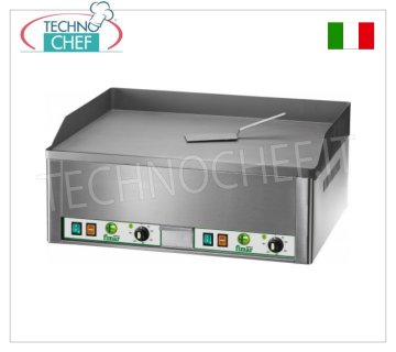 FIMAR - Professional Electric Countertop Fry Top, Double Smooth Plate, Mod.FRY2L ELECTRIC TABLE GRIDDLE, DOUBLE MODULE with INDEPENDENT CONTROLS, SMOOTH SANDBLASTED STEEL PLATE, THERMOSTATIC CONTROL from 50° to 300°C, V 400/3+N, Kw 6.00, external dimensions. mm 665x570x300h
