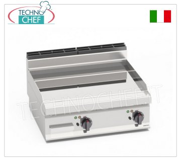 ELECTRIC GRIDDLE with SMOOTH POLISHED COMPOUND PLATE, Mod. E7FL8BP-2/CPD ELECTRIC GRIDDLE with SMOOTH POLISHED COMPOUND PLATE, BERTO'S MACROS 700 line, 793x500 mm COOKING AREA, module with Dual Controls, electric power Kw. 9.6, weight 68 kg, dim.mm.800x714x290h