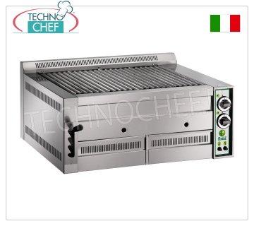 FIMAR - Technochef, Countertop Pietralavica Gas Grill, 2 COOKING ZONES, Mod.B80 GAS LAVA STONE GRILL, DOUBLE TOP module with 640x540 mm COOKING AREA, Methane-LPG fuel, Power 17 Kw, Weight 73 Kg, dim.mm.810x800x380h