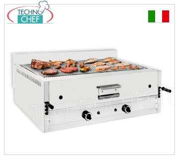 TECHNOCHEF - Gas Lava Stone Grill, Double Top Module, Mod.I-120 GAS LAVA STONE GRILL, DOUBLE TOP module with 1095x535 mm COOKING AREA, complete with UNIVERSAL GRILL, 26 Kw thermal power, 104 Kg weight, external dimensions 1200x700x430h mm