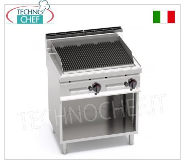TECHNOCHEF - GAS LAVA STONE GRILL, DOUBLE module on OPEN CABINET, Mod.PLG80M/G GAS LAVA STONE GRILL, BERTOS, MACROS 700 Line, COMFORT POWER Series, DOUBLE module on OPEN CABINET with 700x515 mm COOKING AREA, 13.8 kW thermal power, 83 Kg weight, dim.800x700x900h mm