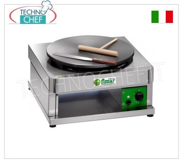 Technochef - Professional Gas Crepe Maker, 1 Cast Iron Plate Ø 400 mm, Mod.CR400G1 GAS TABLE CREEPER with CAST IRON HOB and NON-SLIP MULTI-LINED SURFACE, DIAMETER 400 MM, thermostatic control of the cooking temperature, thermal power Kw. 3.6, weight 23 kg, external dimensions mm.430x480x270h