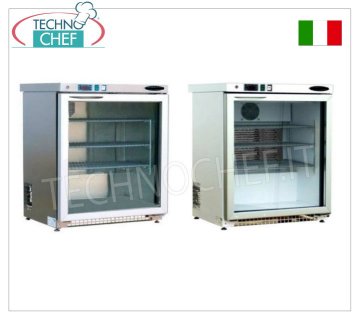 TECHNOCHEF - Freezer-Freezer Cabinet 1 glass door, 140 lt, temperature -15°/-25°C Freezer-Freezer Cabinet 1 glass door, white external cabinet, ventilated, temp.-15°-25°, capacity 140 litres, Gas R290, V.230/1, Weight 50 Kg, dim.mm.630x567x850h