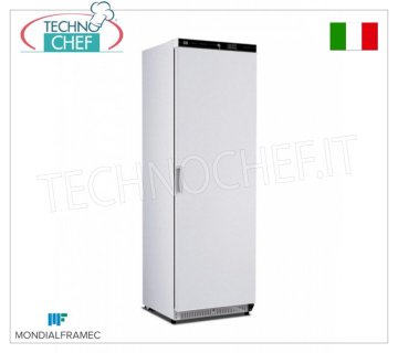 MONDIAL FRAMEC - 1 Door Refrigerated Cabinet, lt.380, Professional, Class D, Mod.KICPV40MLT 1 door refrigerated cabinet, MONDIAL FRAMEC, external structure in white sheet steel, capacity 380 litres, temperature -2°/+10°C, ventilated with finned pack evaporator, Class D, V. 230/1, Kw. 0.16, weight 84.50 kg, dim.mm.600x620x1872h