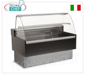 KIBUK Neutral Display Counter, CURVED GLASS 100 cm long NEUTRAL DISPLAY COUNTER with CURVED GLASS, 1060 mm LONG, with LIGHTING, V.230/1, Kw.0.11, Weight 125 Kg, dimensions 1060x900x1265h mm
