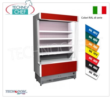 Wall Mounted Display Refrigerator, VULCANO Line, 60 cm deep, 108 cm LONG, with and without refrigeration unit WALL DISPLAY REFRIGERATOR, TECNODOM brand, VULCANO 60 line, with 4 adjustable shelves, upper neon LIGHTING, temperature +3°/+5°C, set up for REMOTE REFRIGERANT UNIT, V.230/1, Kw.0,084, Weight 140 Kg, dim.mm.1080x602x1970h