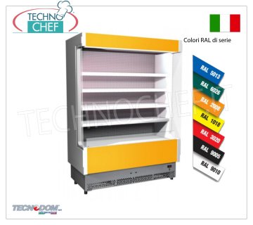Wall mounted refrigerator display, VULCANO line, 60 cm deep, 148 cm long, with and without refrigeration unit WALL DISPLAY REFRIGERATOR, TECNODOM brand, VULCANO 60 line, with 4 adjustable shelves, upper neon LIGHTING, temperature +3°/+5°C, set up for REMOTE REFRIGERANT UNIT, V.230/1, Kw.0,084, Weight 200 Kg, dim.mm.1480x602x1970h