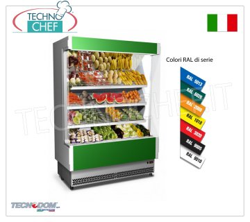 Wall mounted display fridge, VULCANO 80 line, 1480 mm LONG, with and without refrigeration unit WALL DISPLAY REFRIGERATOR, TECNODOM brand, VULCANO 80 line, with 3 inclined shelves, upper neon LIGHTING, temperature +6°/+8°C, set up for REMOTE REFRIGERANT UNIT, V.230/1, Kw.0,084, Weight 225 Kg, dim.mm.1480x764x2040h