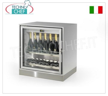 ENOFRIGO - Refrigerated Wine Display Cabinet, 1 Glass Door, capacity 68 bottles, Mod.H800/MF Refrigerated wine display case, 1 glass door, capacity 68 bottles, 3 shelves, temperature +4°/+18°C, ventilated refrigeration, V.230/1, Kw.0.3, Weight 110 Kg, dim.mm.837x641x878h