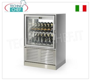 ENOFRIGO - Refrigerated display case for wine, double-sided, capacity 68 bottles, Mod.H1200/BF Refrigerated wine display case, glass on 2 fronts/double-sided, capacity 68 bottles, 4 shelves, temperature +4°/+18°C, ventilated refrigeration, V.230/1, Kw.0.3, Weight 155 Kg, dim. mm.837x623x1232h
