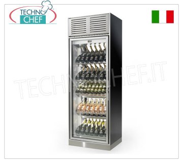 ENOFRIGO - Refrigerated display case for wine, double-sided, capacity 240 bottles, Mod.H2400/BF Refrigerated wine display case, glass on 2 fronts/double-sided, capacity 240 bottles, 10 shelves, temperature +4°/+18°C, ventilated refrigeration, V.230/1, Kw.0.4, Weight 250 Kg, dim. mm.837x623x2357h