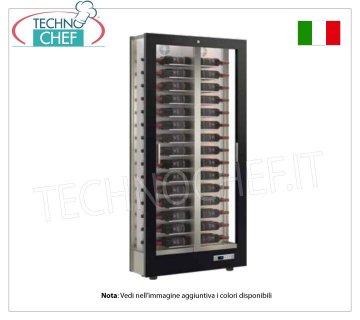 CELLAR-CABINET for WINE capacity 60 bottles Horizontal, Static-Ventilated, 3 Glass Sides for WALL INSTALLATION, SLIM Line, 36 cm deep WINE CABINET with WOODEN FRAME, MATT BLACK colour, 3 GLASS SIDES, capacity of 60 HORIZONTAL bottles, STATIC or VENTILATED cold, temperature +4°/+16°C, for WHITE or RED WINES, doors on 1 front, V.230/1, Kw.0.165, Weight 97 Kg, dim.mm.860x362x1852h