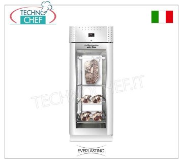 MEAT MATURATION CABINET, Stainless steel, 1 GLASS door, Max load 150 Kg, mod. STG MEAT 700 PANORAMA Everlasting - Stainless Steel Meat Maturation-Maturation Cabinet, 1 GLASS DOOR, Gas R 452a, Temp. +0°/+10° C, Capacity 150 Kg, Dim. mm 750x850x2080h