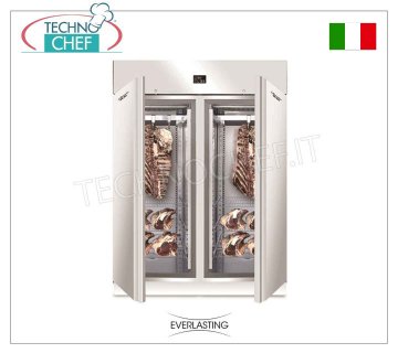 MEAT MATURATION CABINET, Stainless steel, 2 DOORS, Max capacity 300 Kg, mod. STG MEAT 1500 INOX Everlasting - Meat maturation-maturing cabinet in 304 STAINLESS STEEL, 2 DOORS, Gas R 452a, Temp. -2°/+10° C, Capacity 300 Kg, Dim. mm 1500x850x2080h