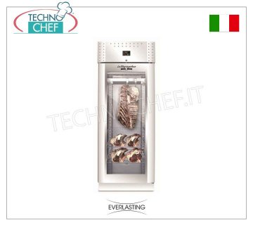 MEAT MATURATION CABINET, Stainless steel, 1 glass door, max load 150 kg, mod. STG MEAT 700 VIP Everlasting - Meat Maturation-Maturation CABINET, 304 STAINLESS STEEL CABINET, 1 DOOR with GLASS, Ecological Refrigerant Gases, Temp. +0°/+10° C, Max Capacity Kg. 150, Dim. mm 750x850x2080h