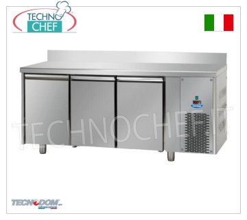 TECNODOM - FREEZING/FREEZER TABLE 3 doors with upstand, 460 lt FREEZING/FREEZER TABLE 3 DOORS with BACKPACK, TECNODOM brand, capacity 460 litres, operating temperature -18°/-22°C, ventilated refrigeration, Gastro-Norm 1/1, V.230/1, Kw.0, 7, weight 127 kg, dim.mm.1870x715x950h
