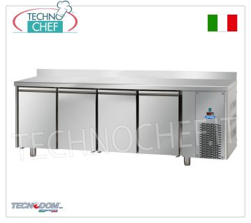 TECNODOM - FREEZING/FREEZER TABLE 4 doors with upstand, 670 lt FREEZING/FREEZER TABLE 4 DOORS with BACKPACK, TECNODOM brand, capacity 670 litres, operating temperature -18°/-22°C, ventilated refrigeration, Gastro-Norm 1/1, V.230/1, Kw.0,728, Weight 152 Kg, dim.mm.2320x715x950h