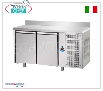 Tecnodom - Professional Fridge/Refrigerated Table 2 doors with upstand, Mod.TF02MIDGNAL REFRIGERATED TABLE 2 doors with upstand, TECNODOM brand, capacity 310 litres, operating temperature 0°/+10°C, ventilated refrigeration, Gastro-Norm 1/1, V.230/1, Kw.0,495, Weight 87 Kg , dim.mm.1420x700x950h