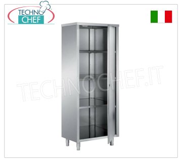 304 STAINLESS STEEL crockery cabinet with hinged door and 3 intermediate shelves, 70 cm deep Stainless steel storage cabinet with hinged door and 3 height-adjustable intermediate shelves, dimensions 600x700x1700h mm