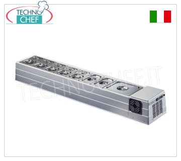 Countertop refrigerated ABS display case, 1830x330 mm Horizontal countertop refrigerated display case in ABS/white plastic, without protection, temp. operating temperature +2/+10°C, trays excluded, V.230/1, Kw.0.13, Weight 30 Kg, dim.mm.1830x330x230h