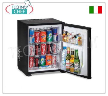 Technochef - Minibar fridge for hotel rooms, 30 lt capacity, Class A+, Energy Saving, Minibar fridge for hotel rooms, class A+, capacity 30 lt, temperature +8°/+14°C, V.230/1, Kw.0,06, Weight 11 Kg, dim.mm.512x419x397h