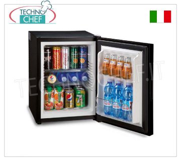 Minibar fridge for Hotels, THERMOELECTRIC, with MIRROR DOOR, Power 65 W, 40 litres, class A+, mod. TP40NS THERMOELECTRIC Minibar fridge with MIRROR DOOR for hotel rooms, class A+, capacity 40 lt, temperature +8°/+14°C, V.230/1, Kw.0,065, Weight 18 Kg, dim.cm.40,5x44,3x54 ,6h