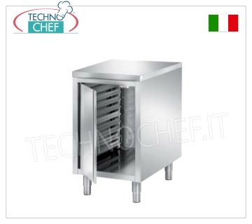 Cabinet base for ovens with guides for trays Stainless steel base support for oven on cabinet, with hinged door and guides for inserting 7 Gastro-Norm 2/1 trays h 60 mm., dim. mm. 800x800x720 h.