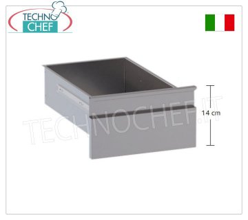 AISI 304 stainless steel drawer on guides with drawer holder, Line 600 Stainless steel drawer on telescopic guides with drawer holder, for tables 600 mm deep, dimensions 300x580x140h mm