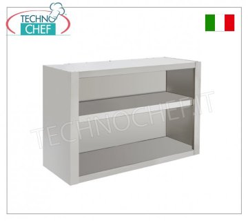 Open stainless steel wall unit with intermediate shelf Open stainless steel wall unit with adjustable intermediate shelf, dimensions mm.600x400x650h