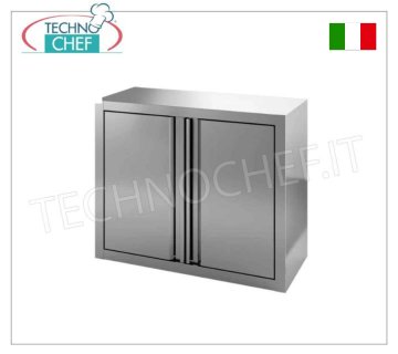 Stainless steel wall unit with hinged doors and intermediate shelf, Wall unit in with hinged doors and adjustable intermediate shelf, dimensions mm.400x400x650h