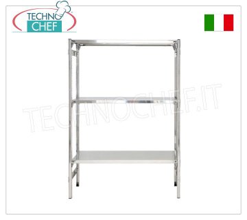 Scaffali Componibili Inox, Ripiani Lisci, Montaggio a Gancio - Moduli H 150 con varie Profondità. 