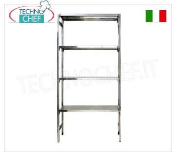 Scaffali Componibili Inox, Ripiani Lisci, Montaggio a Gancio - Moduli H 200 con varie Profondità. 