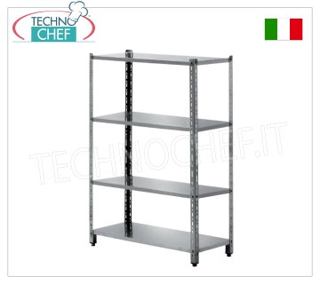 Modular stainless steel shelves Stainless steel bolt-mounted shelf complete with 4 smooth shelves, dimensions 800x400x2000h mm