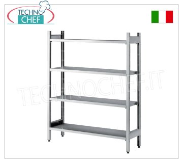 Modular stainless steel shelves Stainless steel hook box shelf complete with 4 uprights with hook and 4 smooth shelves, dimensions 800x400x1500h mm