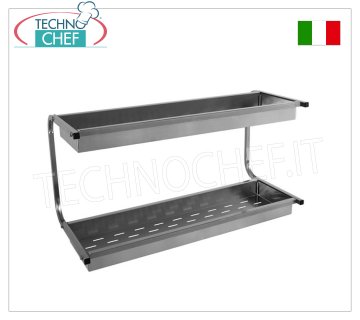 304 STAINLESS STEEL glass drainer wall unit with 2 shelves and perforated basket GLASS DRAIN shelf with 2 shelves equipped with basket with perforated bottom, dimensions mm.980x420x480h