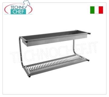 STAINLESS STEEL 304 Dish Drainer-Glass Drainer wall unit with 1 shelf for 36 plates DISH DRAINAGE and GLASS DRAIN shelf with 1 shelf for 36 plates with diameter from 160 to 320 mm and 1 shelf for glasses, dimensions mm.980x420x480h