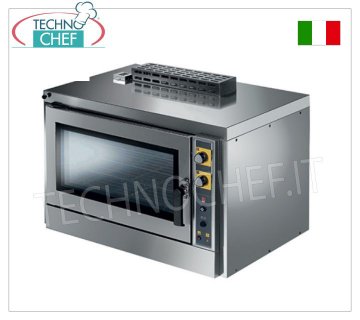 Gas convection oven for 4 600x400 mm trays, mechanical controls GAS CONVECTION OVEN with HUMIDIFIER for PASTRY and BAKERY, cooking chamber for 4 600x400 mm TRAYS, ELECTROMECHANICAL CONTROLS, V.230/1, Thermal Power 8.00 Kw, Weight 92 Kg, dim.mm.960x760x740h
