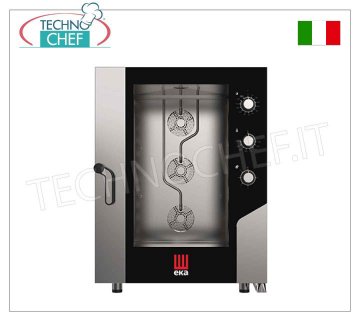 Tecnoeka - Electric STEAM CONVECTION OVEN 10 PASTRY trays measuring 600x400 mm, mod. MKF 1064 S Electric Ventilated STEAM CONVENTION OVEN, Professional for PASTRY and BAKERY with cooking chamber for 6 TRAYS measuring 600x400 mm, ELECTROMECHANICAL CONTROLS, V.400/3+N, Kw.15.4, Weight 140.4 Kg, dim.mm 850x1041x1130h