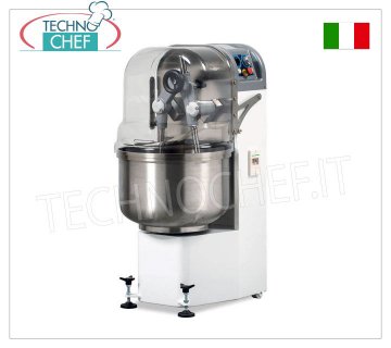 Technochef - 60 Kg PLUNGING ARMS MIXER, with 92 liter STAINLESS STEEL BOWL, 2 SPEED version PLUNGING ARMS MIXER, with cast iron gears in oil bath, 92 liter stainless steel bowl, 60 Kg mixing capacity, 2 speed version, V.400/3, Kw.1.5/2.2, Weight 290 Kg, dim.mm.600x770x1350h